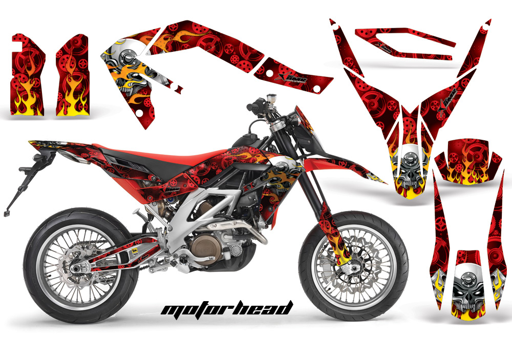 Aprilia SXV450 08 Graphics Kit Motorhead Red